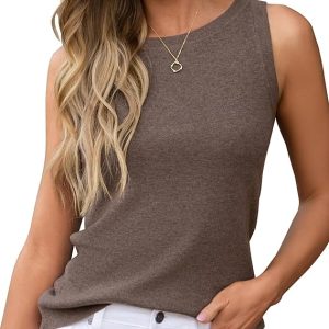 Arach&Cloz Women's Wool Blend Sleeveless All Season Business Casual Tank | Soft Breathable Wool Blend Stretchy lightweight Sleeveless Business Casual Work Outfit Spring Summer Fall Clothes Wear 2026