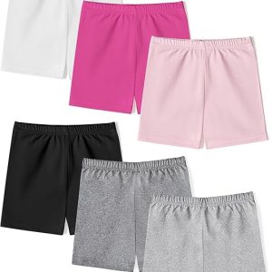 6 Pack Toddler and Girls Bike Shorts for Under Dress, Opaque Fabric, 2-14Y | Soft, Breathable Fabric, Elastic waistband with High Stretch, Athletic Clothes for Active Girls Dance Gymnastics