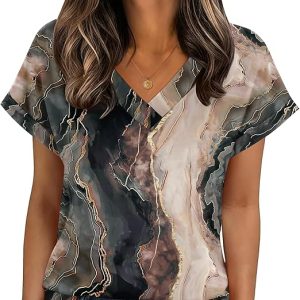 Zeagoo Womens Summer Tops Rolled Short Sleeve Shirts Dressy Casual Blouses | Summer shirts, Cute unique v neck basic tees, Business casual outfits, Fashion loose tunics, Work blouse, Trendy fall tops