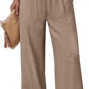Sampeel Wide Leg Pants Woman High Waist Trousers with Pockets Casual Lounge