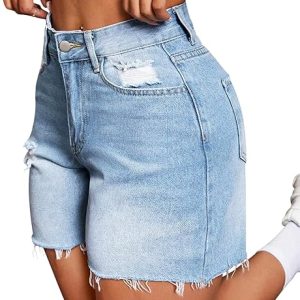 IWD Jean Shorts Womens High Waisted Denim Shorts Ripped Summer Trendy Jorts