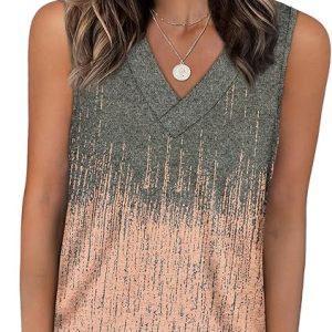 WIHOLL Tank Tops for Women Summer V Neck T Shirts Trendy Sleeveless Basic Tees Fashion Clothing
