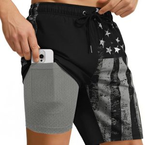 Yufawow 9 Inch Men Swim Trunks with Compression Breathable Liner Quick Dry Zipper Pockets for Water Beach Travel Cruise