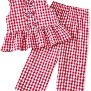 Doresbebe Toddler Girl Clothes Baby Girl Clothing Summer Outfit 2-6 Year Little Matching Sleeveless Top Long Pants Set 2Pcs