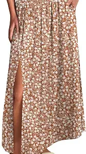 ANRABESS Women's Summer Boho Maxi Skirt | Soft Flowy Floral Long Skirts, Side Slit, Fashion Casual, Soft Comffy, Travel Vacation Beach Wear