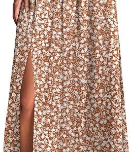 ANRABESS Women's Summer Boho Maxi Skirt | Soft Flowy Floral Long Skirts, Side Slit, Fashion Casual, Soft Comffy, Travel Vacation Beach Wear