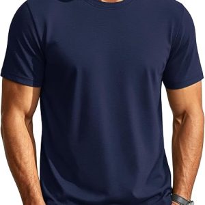 Cotrasen Mens T-Shirts Short Sleeve Cotton Crew Neck Casual Basic Tee Shirt | Lightweight, Moisture Wicking, Soft, Cooling, Plain, Breathable, Tag-Free, Daily, Work, Travel, Going Out, Layering