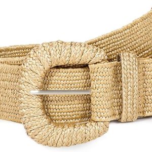 Straw Woven Elastic Belt for Women Stretchy Belts for Dress Fashion Boho Waist Belt Rattan Raffia Ladies Belts
