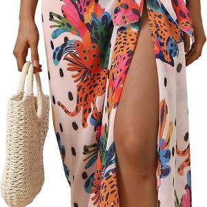 Eicolorte Womens Beach Cover Up Chiffon Sheer Bikini Beach Swimsuit Coverup Sarong Pareo Wraps for Women