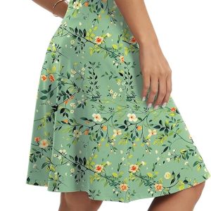 VIISHOW Women's Knee Length Skirt High Waisted Stretchy A-Line Skater Skirt Soft Knit Modest Casual Skirts for Daily Wear