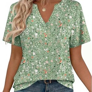 Zeagoo Womens Tops Short Sleeve V Neck Tee Shirts Cute Dressy Casual | Basic Clothing, Business Work Blouse, Loose Fit Tunic Fashion