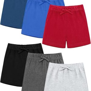 Resinta 6 Packs Unisex Baby Toddler Shorts Baby Cotton Solid Shorts with Drawstring Baby Breathable Soft Summer Clothes
