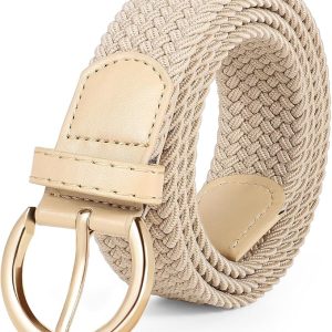 JASGOOD Women Men Braided Woven Elastic Stretch Waist Belt Golf Canvas Fabric Casual Belt for Jeans Pants