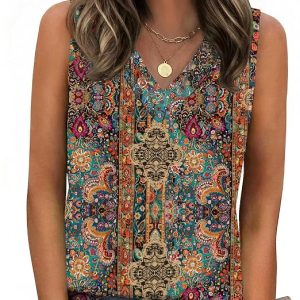 Zeagoo Tank Top for Women V Neck Loose Fit Sleeveless Summer Tops Shirts | Business Casual Outfits, Dressy Blouses Clothes, Women's Fashion Clothing, Trendy Cute Tops, Suitable for Summer and Fall