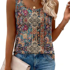 Zeagoo Tank Top for Women Summer Loose Fit Casual Flowy Sleeveless Tops Trendy Scoop Neck Basic Shirts Tee 2026
