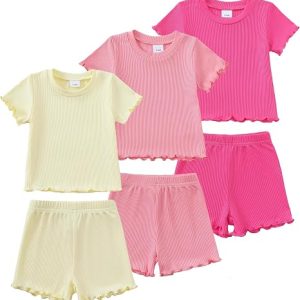 Toddler Baby Girl Boy Summer Clothes Outfits Casual Summer Short Sleeves Tops + Shorts Cute Outfits Set 3M-3T