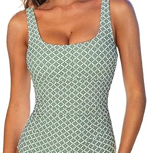 CUPSHE Women's One Piece Swimsuit Wide Straps Square Neck Bathing Suit | Soft Removable Cups,Back Cut Out Hook,Ruched,Tummy Control,Chic Swimwear For Vacation And Beach