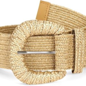 WHIPPY Women Straw Woven Elastic Stretch Waist Belts Fashion Boho Braided Ladies Dress Belt