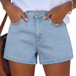 IWD Jean Shorts for Women High Waisted Casual Stretchy Wide Leg Denim Shorts with Pockets Summer Baggy Jorts