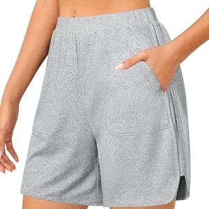 Quenteen Womens Sweat Shorts Casual Summer Loose Athletic Short Lounge Running Elastic Waist Shorts with Pocket