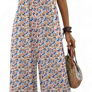 Boho Jumpsuit for Women Wide Leg Loose Romper Sleeveless Summer Overall | Adjustable Spaghetti Strap, Loose Fit Summer Jumper, Casual One Piece Jumpsuits