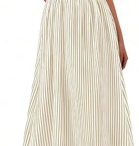 PRETTYGARDEN Women's Maxi Dress Summer Striped Sundress | Sleeveless Square Neck, Long Flowy A Line, Smocked Back, Pockets, Casual Spring Outfits for Beach Vacation, Resort, Party