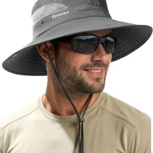 FURTALK Mens Bucket Sun Hat UPF Protection Wide Brim Breathable Fishing Hat | Quick-Dry, Ventilation Mesh, Soft Sweatband, Summer, Hiking, Gardening, Beach, Outdoor