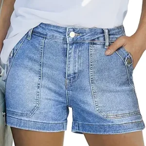 Astylish Women's High Waisted Jean Shorts Stretchy Casual Trendy Denim | Stretchy,Fashion,Penny Patch Pocket