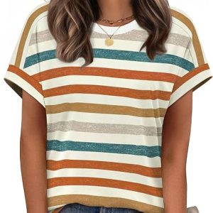 WIHOLL Womens Tops Short Sleeve Shirts Summer Outfits 2026 Spring Dressy Casual Clothes Clothing