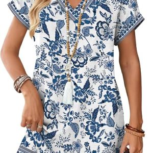 WIHOLL Summer Dresses for Women Casual Tshirt Dress Midi Dresses Fashion Beach Vacation Clothes