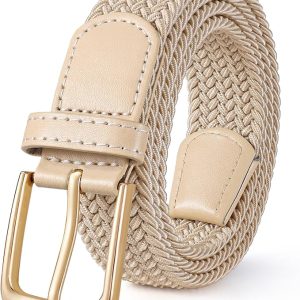 LEACOOLKEY Women’s Stretch Braided Belt Elastic Woven Casual Belt for Jeans Trousers & Golf Pants