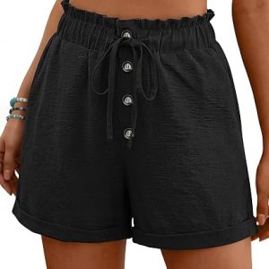 ANRABESS Womens Shorts Casual Summer High Waisted Elastic Drawstring Comfy Lounge Wide Leg Short Pants Beach Vacation Clothes