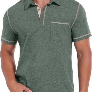 Sailwind Men's Short Sleeve Polo Shirts Casual Summer Classic Collared Golf Shirt with Pocket