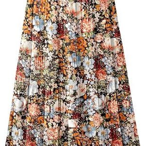 Women's Chiffon White Flowy Maxi Skirts Boho Summer Elastic Waisted Pleated A Line Long Skirt for Women 2026
