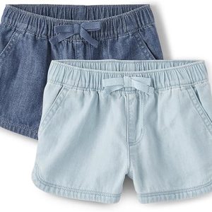 The Children's Place Baby Girls' and Toddler Pull on Chambray Shorts